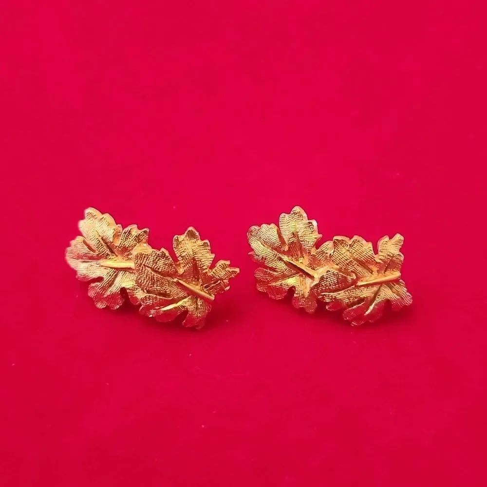 Napier Gold Tone Leaf Stud Earrings
